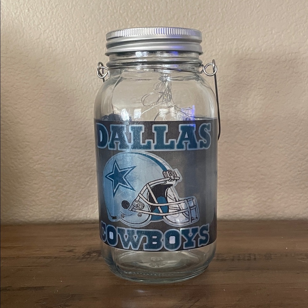 Dallas Cowboys Glass Light-Up Mason Jar